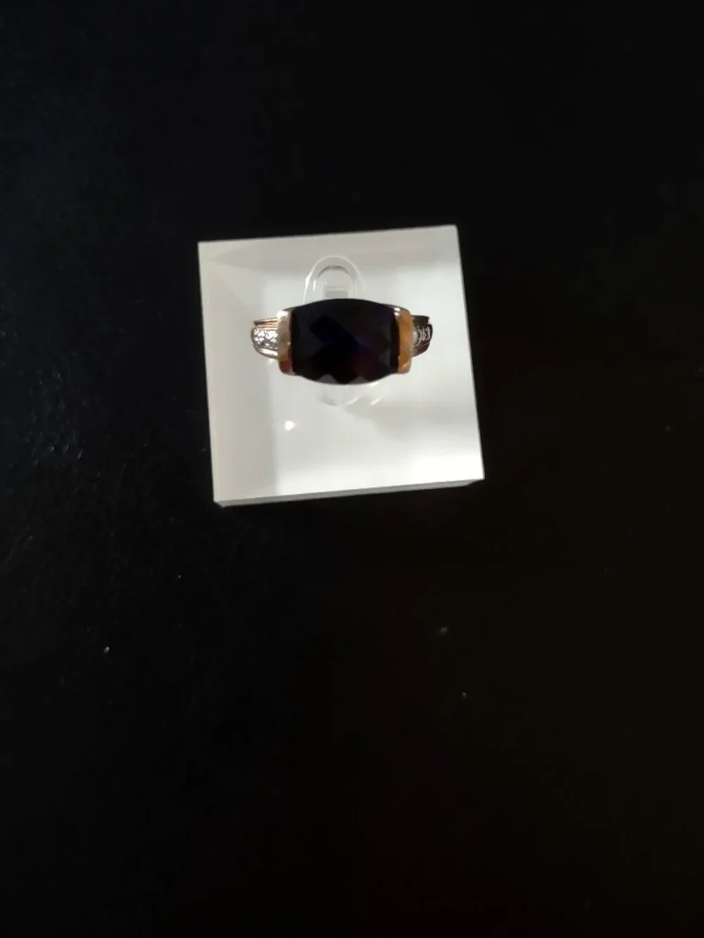 Rosegold Plated Sterling Silver 925 w/Deep Blue Sapphire-Cushion Cut Ring Sz 7.5